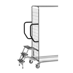 Chariot préparateur de commandes modulable - Marchepied 3 marches, largeur utile : 610 mm.