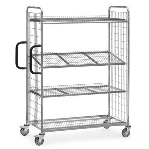 Chariot préparateur de commandes modulable - Cloison arrière dim. L 1250 x l. 610 x H 1625 mm.