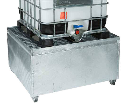 Bac de rétention acier avec caillebotis galvanisé à chaud - 1 IBC
