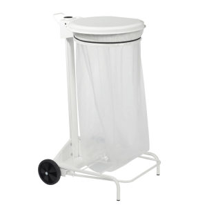 Support sac mobile à pédale - Blanc