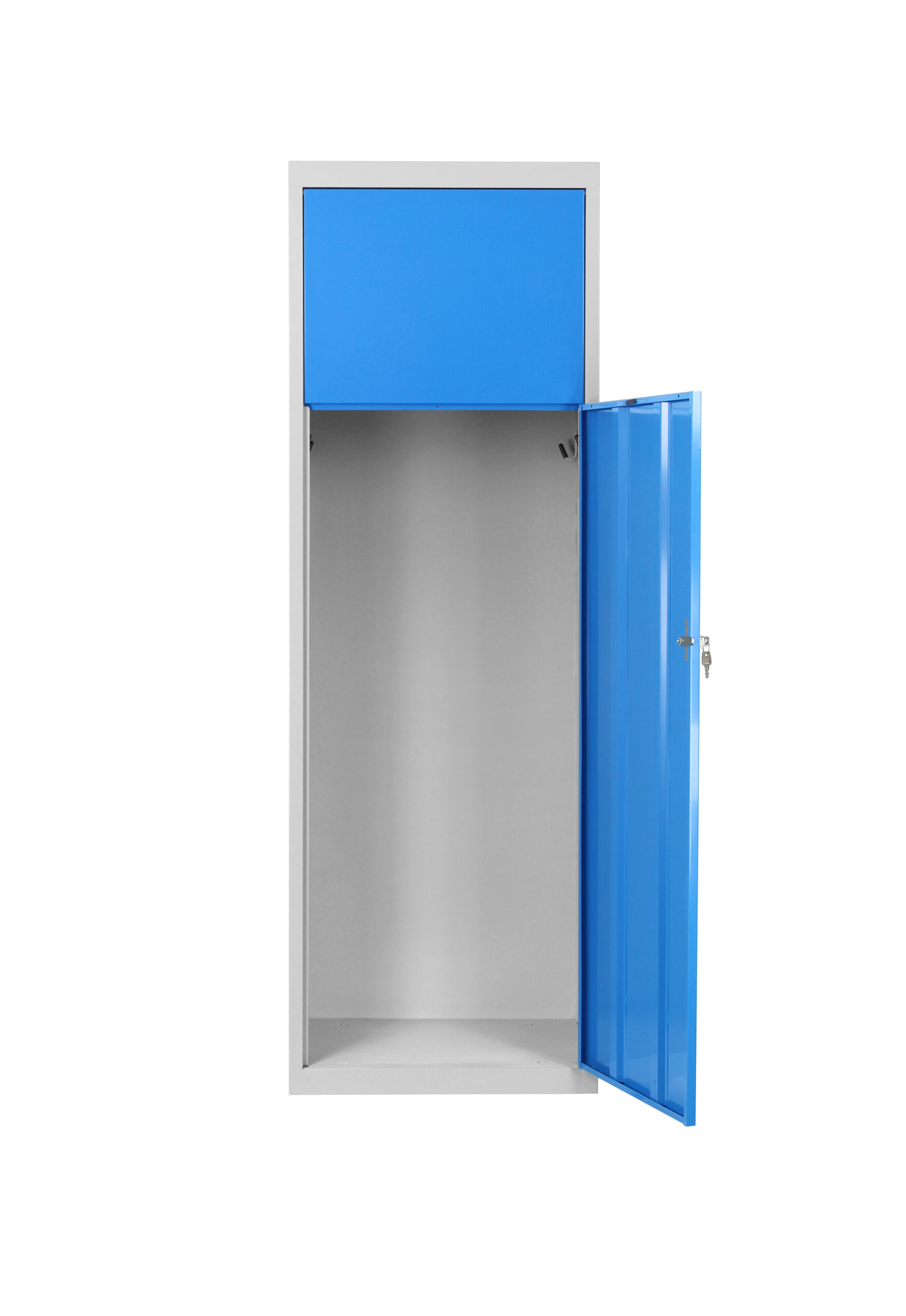 Armoire collectrice de linge sale - Dimensions : L 400 x P 500 x H 1800 mm - Coloris : corps gris / porte jaune