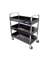 Servante 3 plateaux tôlés charge par niveau 50 kg dimensions : L 760 x l. 410 x H 910 mm