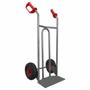 Diable acier poignée ouverte dossier incurvé / pneumatique