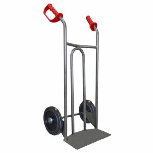 Diable acier poignée ouverte dossier incurvé / Caoutchouc Noir