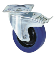 Roue bandage caoutchouc élastique Bleu sur jante polyamide.