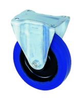 Roue bandage caoutchouc élastique Bleu sur jante polyamide.