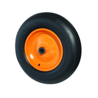 Roue pour brouette bandage polyuréthane increvable noir moyeu à rouleaux charge 130 kg - Ø roue 385 x largeur 88 mm - alésage Ø 20 mm