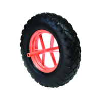 Roue pour brouette polyuréthane noir increvable moyeu à axe plein charge 200 kg - Ø roue 400 x largeur 94 mm - alésage Ø 20 mm
