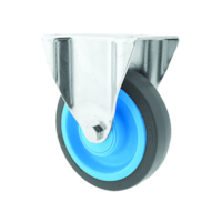 Roulette en tôle d'acier fixe à bandage caoutchouc charge : 400 kg - Ø roue : 200 x Largeur : 41 mm