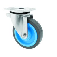 Roulette en tôle d'acier pivotante à bandage caoutchouc charge : 400 kg - Ø roue : 200 x Largeur : 41 mm
