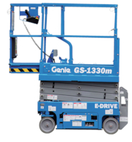 Nacelle ciseaux électrique automotrice hauteur de travail : 13,70 m - dimensions repliée : L 2,48 x l. 1,19 m