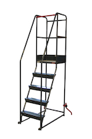 Escabeau roulant pour passages étroits – 5 marches alu – H. plateforme: 1260 mm