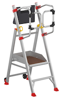 Plateforme roulante pliable en aluminium charge 150 kg - 2 marches - hauteur de travail : 2,50 m