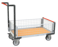 Chariot caisse grillagé charge 500 Kg - dimensions : L 1225 x l. 640 x H 980 mm