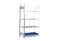 Rayonnage avec rétention – 4 niveaux : 3 étagères en caillebotis galvanisés et 1 bac de rétention en acier peint 20 litres - L: 1012 x P: 437 x H: 2000 mm – élément suivant