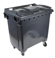 Conteneur 4 roues 770 litres corps Gris couvercle Gris prise frontale + latérale