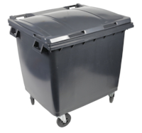 Conteneur 4 roues 1000 litres corps Gris couvercle Gris prise frontale + latérale